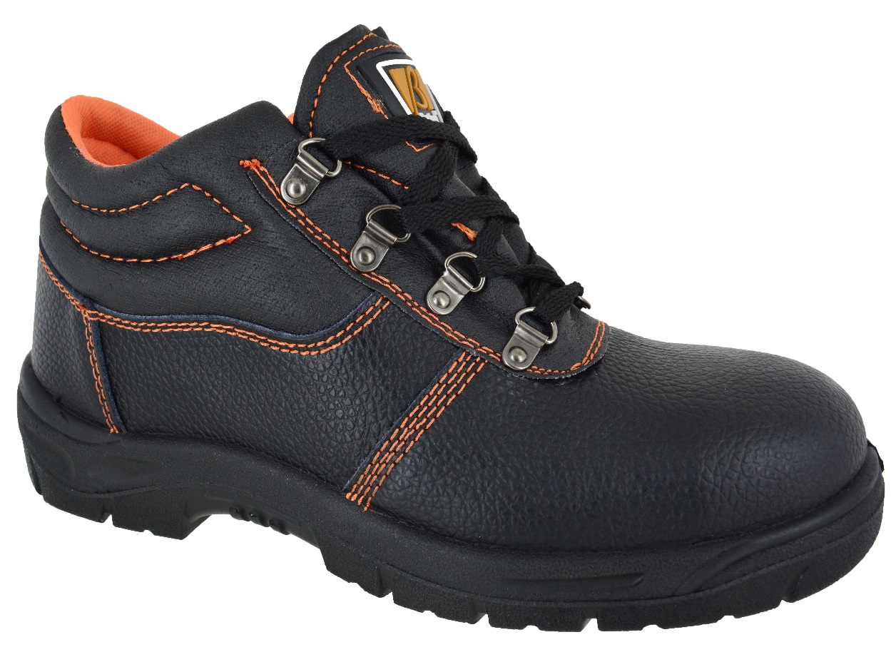 MENS STEEL TOE CAP BLACK LEATHER WORK BOOTS SAFETY LACE UP LIGHT WEIGHT